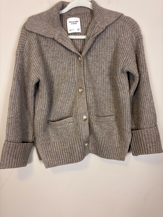 Abercrombie & Fitch Women's Brown Ribbed Button-Up Cardigan Sweater XXS - Picture 3 of 6